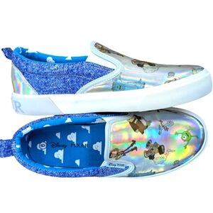 Disney Pixar Shoes Shiny Iridescent Blue Multi Color Character Clouds Sz 6 Shoes